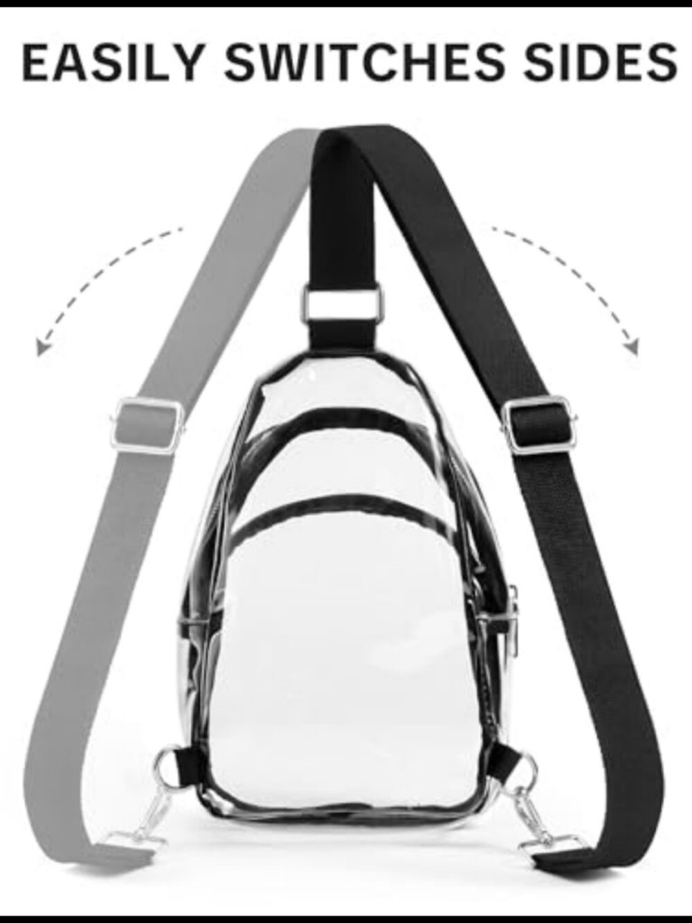 Clear PVC Sling Crossbody Bag Wide Strap Stadium Approved Purse - Picture 6 of 6